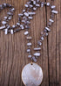 Boho Necklace, RH Big Crystal Shell Purple Necklaces